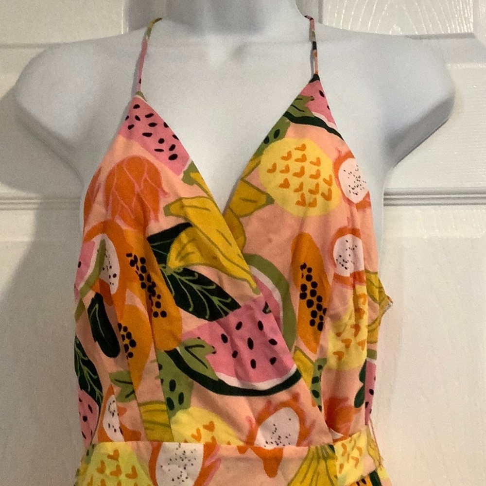 HUTCH Women’s Floral/Fruit Print Euro Summer Kentucky Derby Sexy Wrap Dress M - Picture 2 of 11